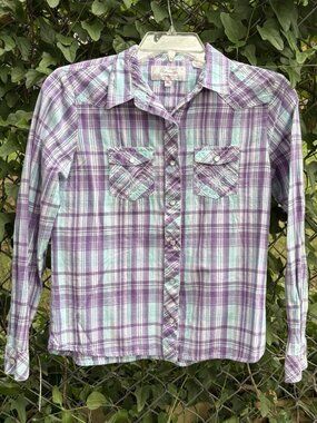 Panhandle Western Pearl Snap Long Sleeve Cowgirl Girl's Shirt Size XL